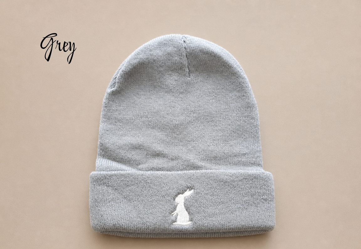 Embroidered bunny beanies