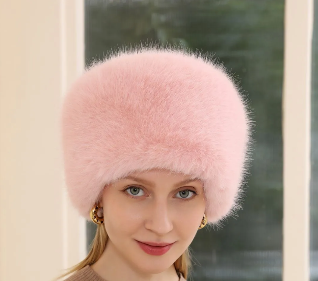 Women faux fur winter hat