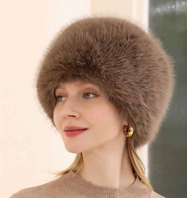 Women faux fur winter hat