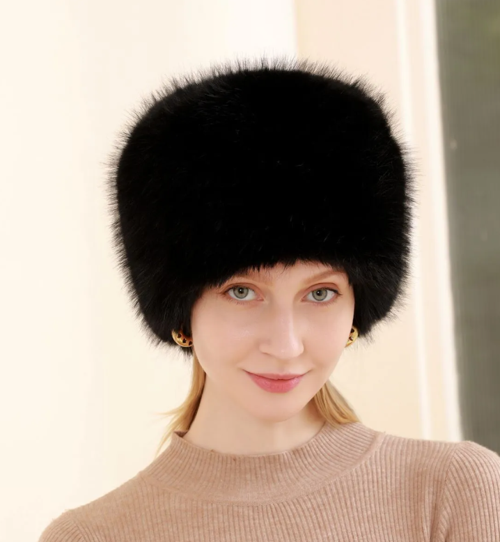 Women faux fur winter hat