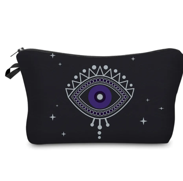 Evil eye print makeup bag