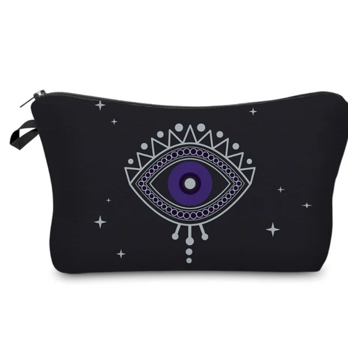 Evil eye print makeup bag