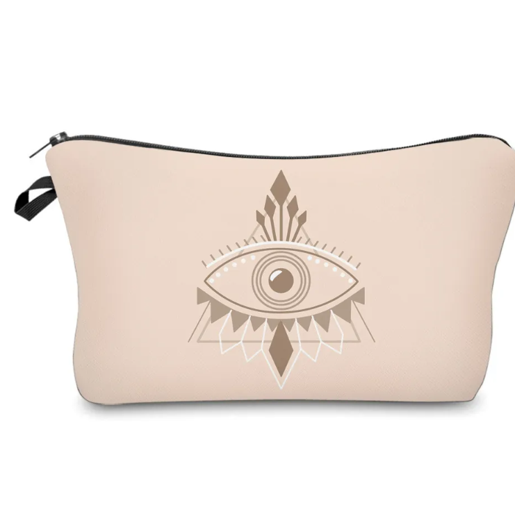 Evil eye print makeup bag