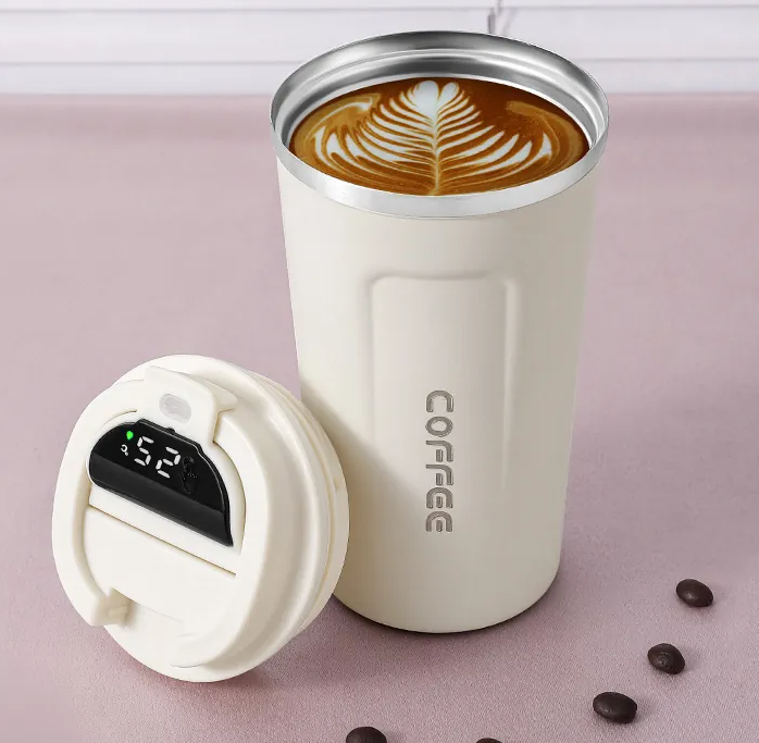 Thermal cup with thermometer