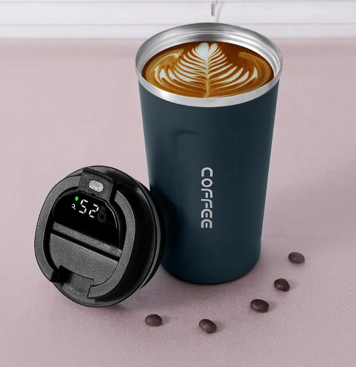 Thermal cup with thermometer