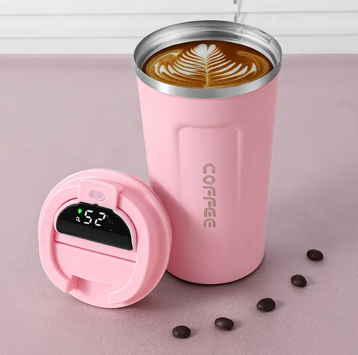 Thermal cup with thermometer